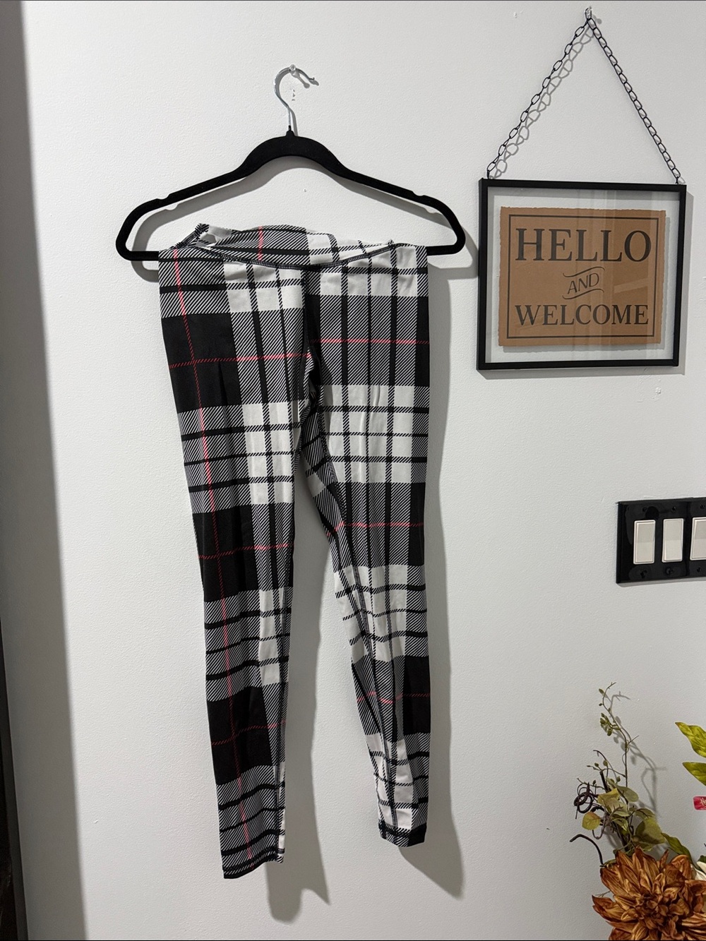 Mini Beast Black & White Plaid Leggings with Pink Stripe  Mini Beast